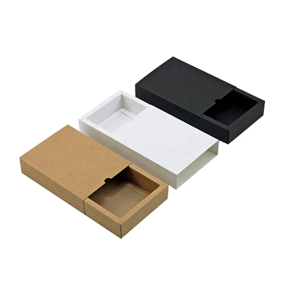 Ready to Ship Custom Logo Brown Kraft Paper Drawer Slide Storage Packaging Boxes Wholesale