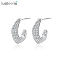 LUOTEEMI Modern Unique Jewelry Bridal Drop Zircon Bride Popular Hoop Women Trendy Statement Cz Earring