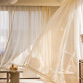 Wholesale Breathable Vertical Luxury Shiny Champagne Color Elegant Polyester Sheer Curtain for Living Room