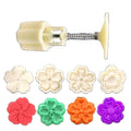 3D Plastic Reusable Non-stick Eco-Friendly Moon Cake Mold Set 4pcs 50g Sakura Cherry Blossom Cookie Stamps Cake Tools
