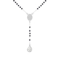 Wholesale Fashion Jewelry Stainless Steel Black Bead Religious Pendant Rosary Necklace