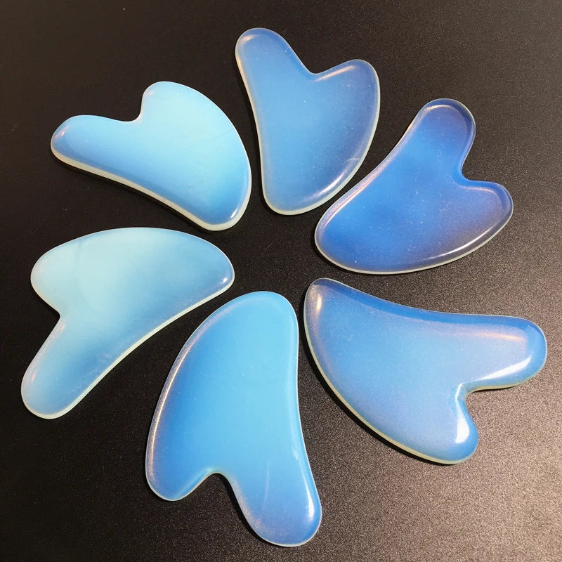 HY Best seller custom body facial lifting firming massage tools natural opalite scraping board heart stone gua sha