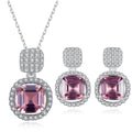 New Fashion Hotsale Women Jewelry Set 925 Sterling Silver Jewelry Cubic Zirconia Asscher Cut Dubai Gold Plated Jewelry Set MegaBDM