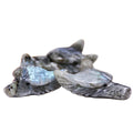 Huiying Natural Labradorite Wolf Carving Animal Shape Stone 30*42mm Wolf Head Pendant Jewelry