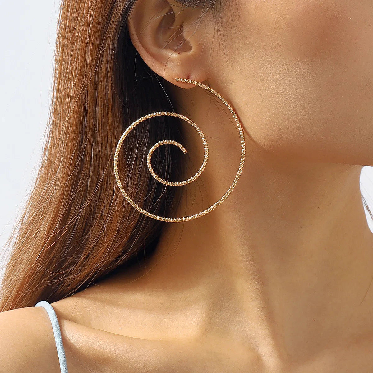 Personality Irregular Line Mosquito Coil Shape Earrings Gold Plated Swirl Earrings for Women