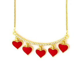 QIKU INS Popular Romantic Heart Shape Pendant Women Necklace Copper Zircon Trendy Jewelry Beautiful Lover Gift Wholesale Price