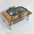 Cathering Equipment Hydraulic Hinge Stainless Steel Rose Gold 9L Shaffing Dish Buffet Heaters Chafing Dish Food Warmer