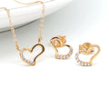 Pure Gold Heart Shaped Pendant Necklaces Earrings Wholesale 14k 18k Real Gold Jewelry Set