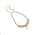 Handmade Macrame Boho Ethnic Adjustable Choker Necklace Colorful Wooden Beads Hollow Shell Pendant Geometric Vacation Jewelry