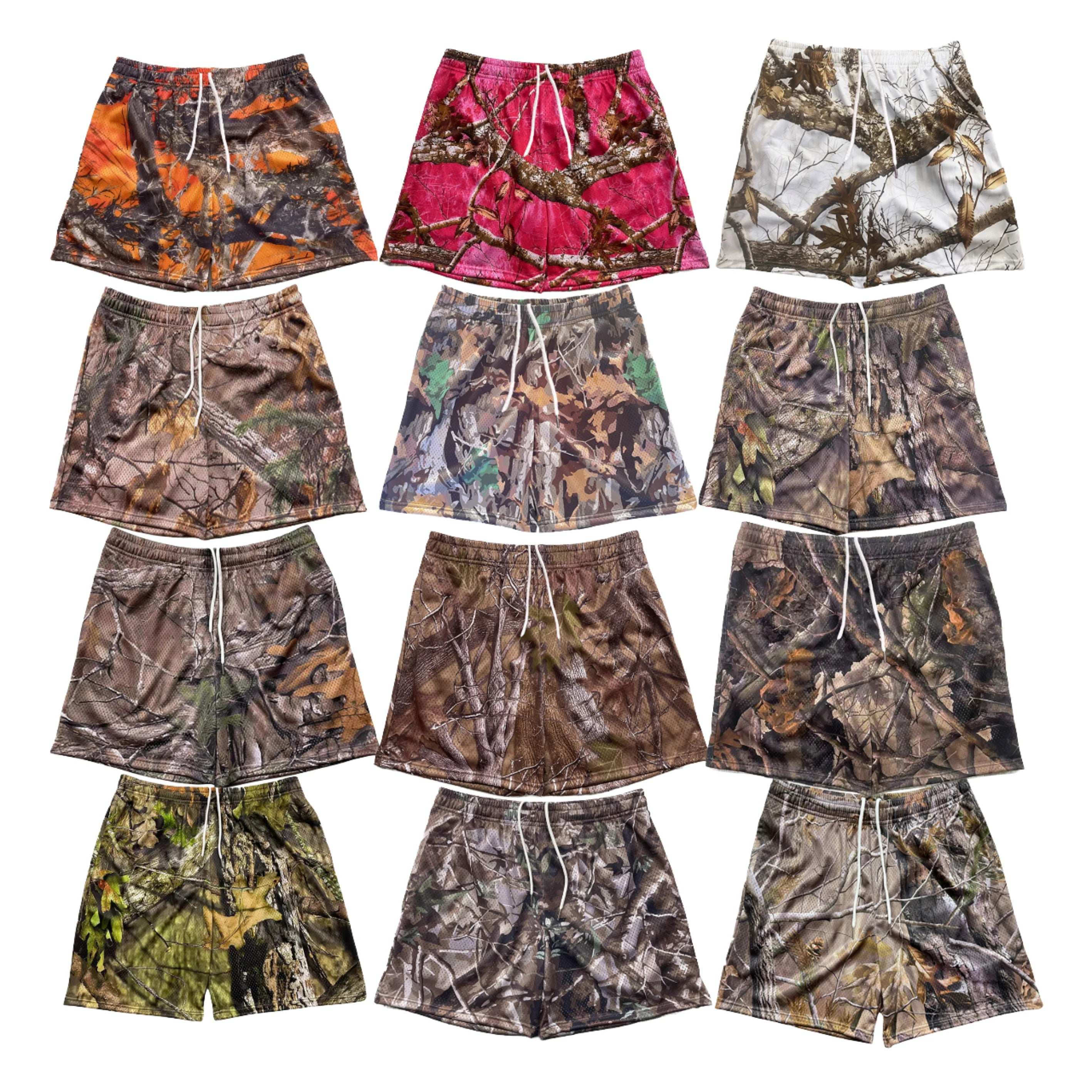 Rainbow Spray Wholesale Street Men's Basketball Mesh Quick-dry Shorts New Summer Tree Trunk Print Running Beach Men's Shorts