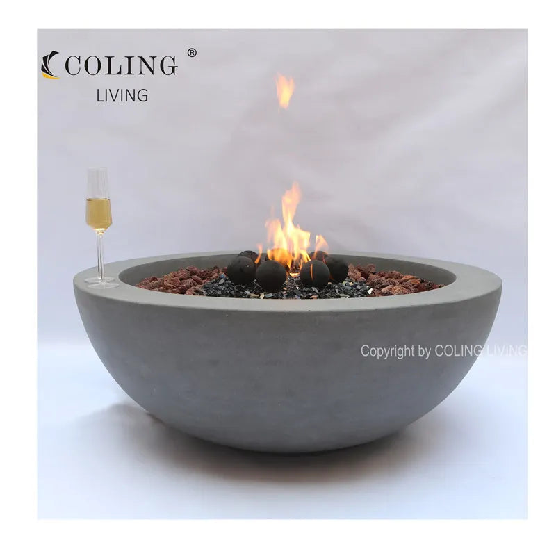 Outdoor Heating Furniture 42'' GFRC Concrete Propane Gas Fire Pit Table Gas Fire Bowl