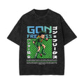 700 Kinds Customized T Shirts Manufacturers Heavy Black Cotton Acid Wash Vintage Graphic HXH Gon Killua Anime Men T-shirt