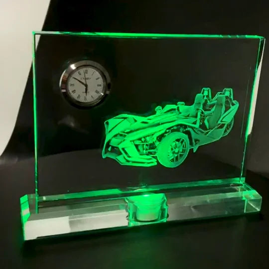 Wholesale New Design K9 Blank Sublimation Crystal Clock Trophy Custom Engraved 3d logo Crystal Clock with LED Base