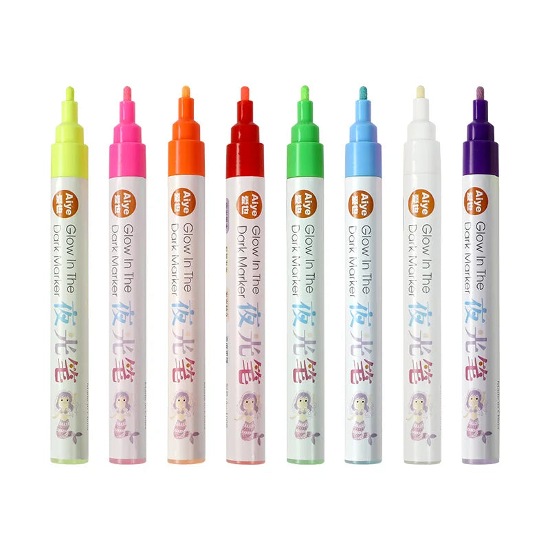Glow in the Dark Permanent Paper Colour Markers Pens for Fabric Canvas Bags Hats
