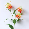 Single Bunch 3-Head Orange Silk Lily Flame Lily Artificial Flower for Home Living Room Wedding Easter & Christmas Decoration