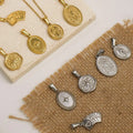 Wholesale Children's Stainless Steel Trendy Compass Coin Cross Poker Star Angel Pendant Accessories Necklace Charms Jewelry