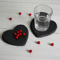 Custom Wholesale Natural Black Blank Heart Shape Slate coaster for Drink