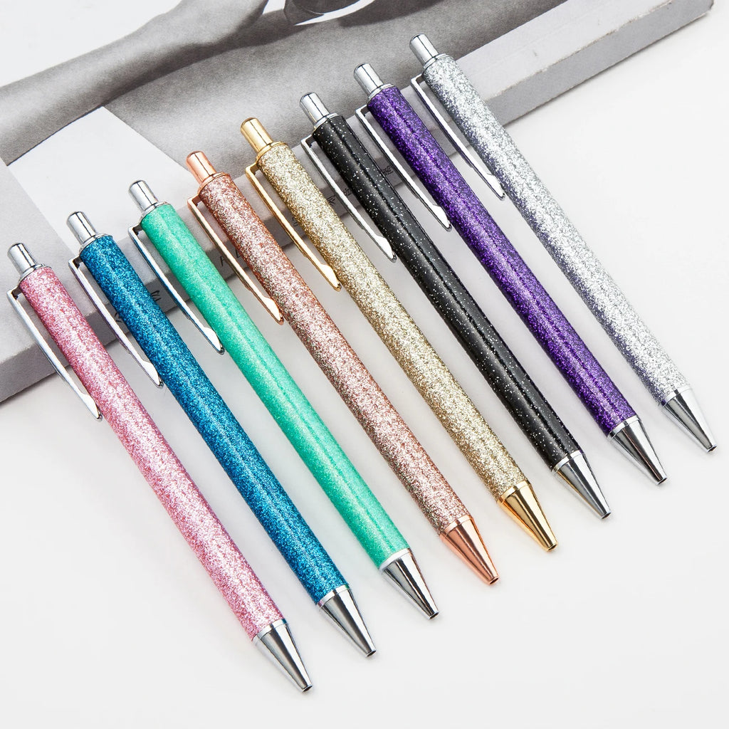 Youjin Novelty Ballpoint Pen Fashionable Leather Cover 1.0mm Writing Width Promotional Gift Metal Glitter Pen Black Ink Custom