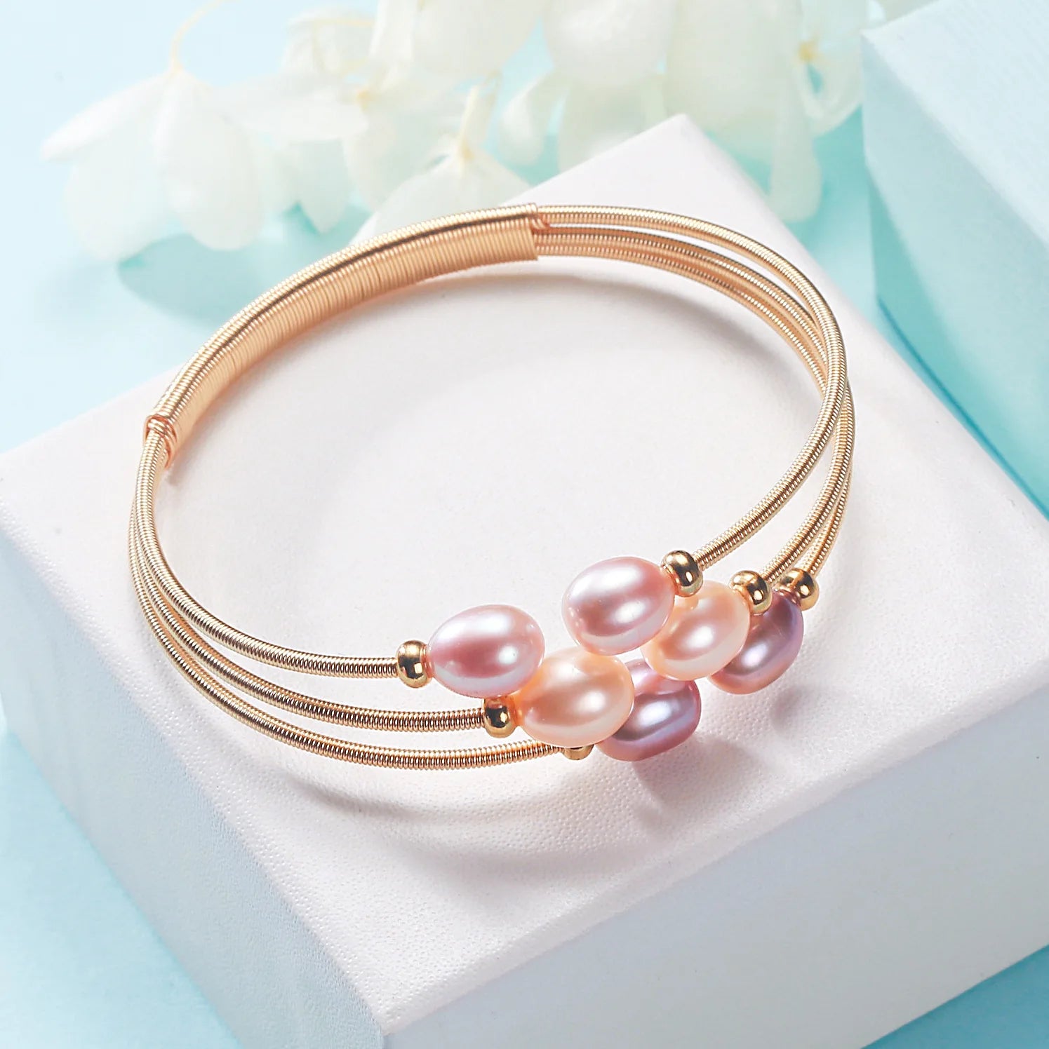 Fashion Jewelry Bangles Gold Plated Adjustable Designer Bracelet Natural Freshwater Pearl Bracelet for Women