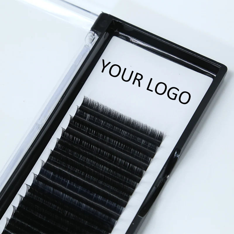 Professional Cashmere Split Tips Ellipse Matte Black Silk Flat Lashes 0.15 0.20mm Individual Ellipse Flat Eyelashes Extention