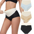 Women High Waist Tummy Control Girdle Seamless Jerry Stripe Glue Brush Hi-Cut Brief Waist Slimming Elastane Shapewear Panty