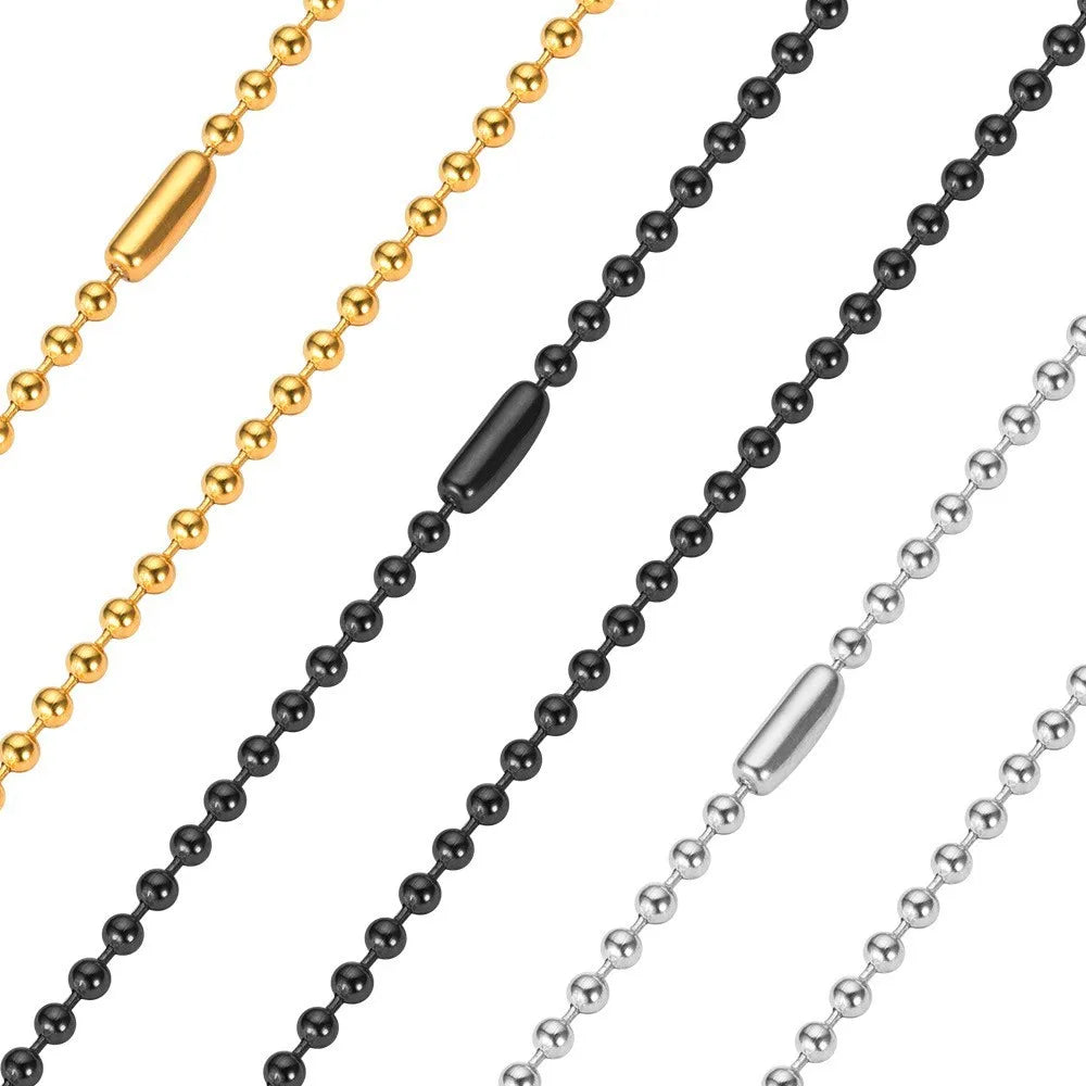 High Quality Thickness 2.4mm 18K Gold PVD Plated Stainless Steel Chain Round Bead Ball Chain Necklace DIY Jewelry Making