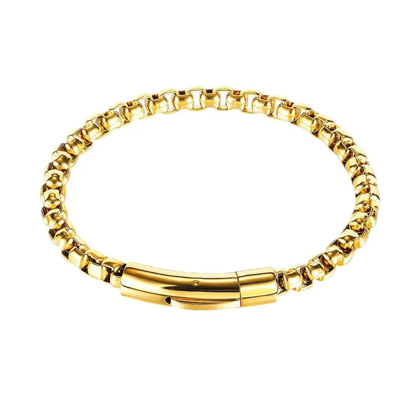 New Style Punk Stainless Steel Bracelet Hip-Hop Titanium Steel Snap Chain Men's  Fashion Chain & Link Jewelry Wholesale