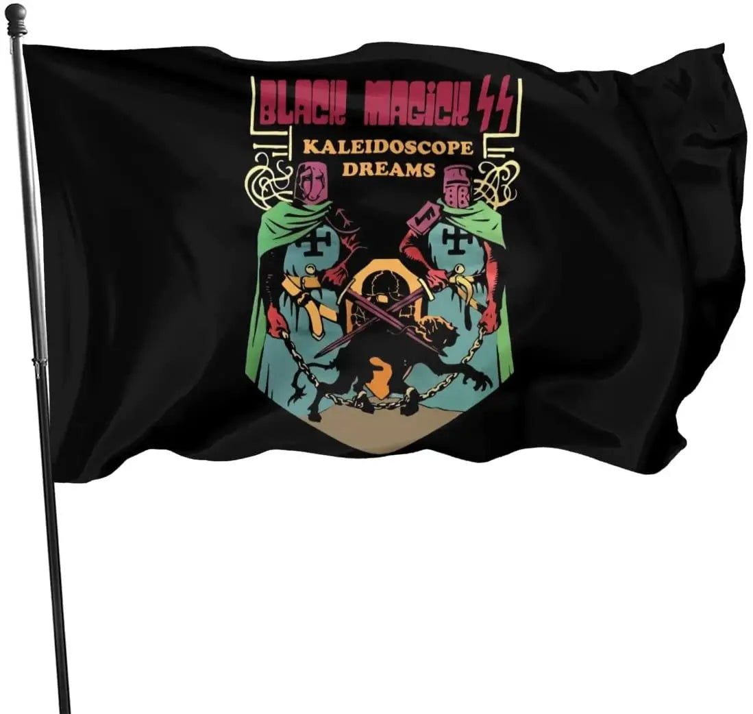 Custom 3x5FT Black Magic Kaleidoscope Dreams Flag Famous Design Double Side for Indoor Outdoor Party Decor Welcome Banner
