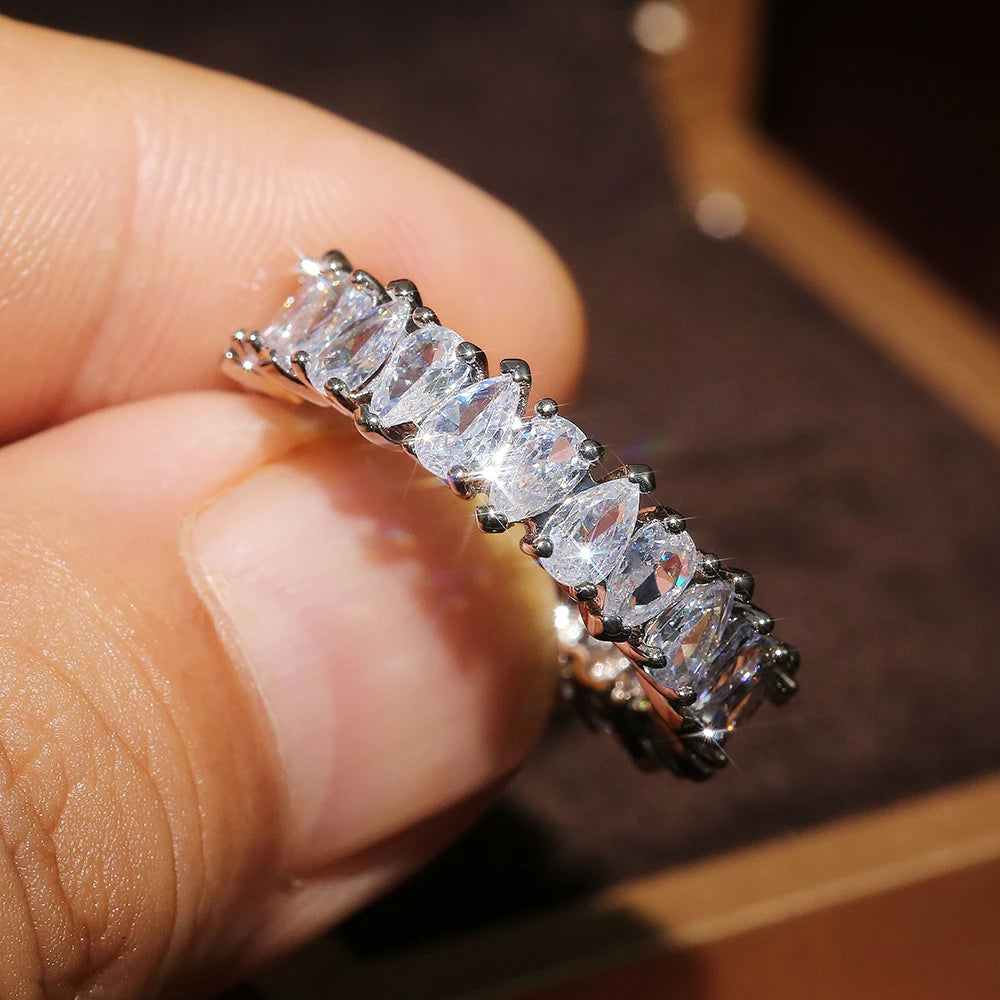 CAOSHI Jewelry New Arrival Rings Pear Cut Fashion Wedding Engagement Ring Bling Zircon Stone Rings for Women