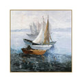 Abstract Blue Sailboat Wall Painting Framed Sailing Boat Canvas Wall Art