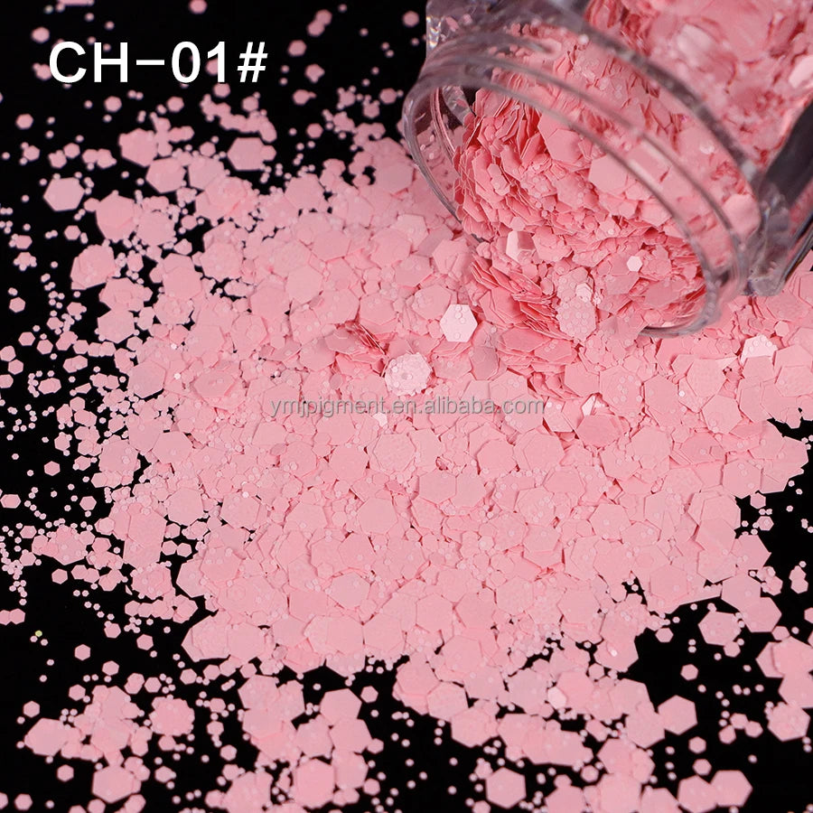 Factory Matt Macaron Colors Nail Sequins Solvent Resistant Non-Toxic Chunky Glitter Bulk Tumbler Snow Globe Epoxy Resin Festival