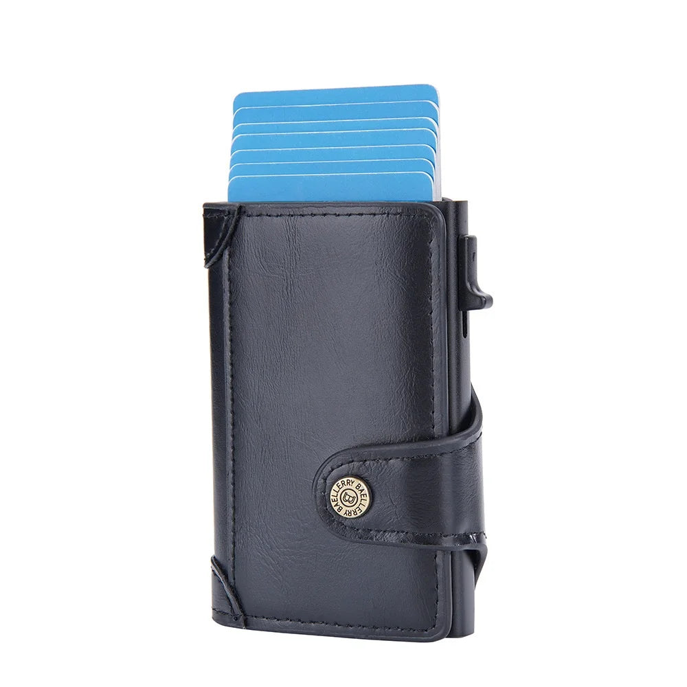 2023 New Style PU Leather RFID Protected Automatic Pop up Card Holders Case With Button for MenMale Card Wallets Cover Purse