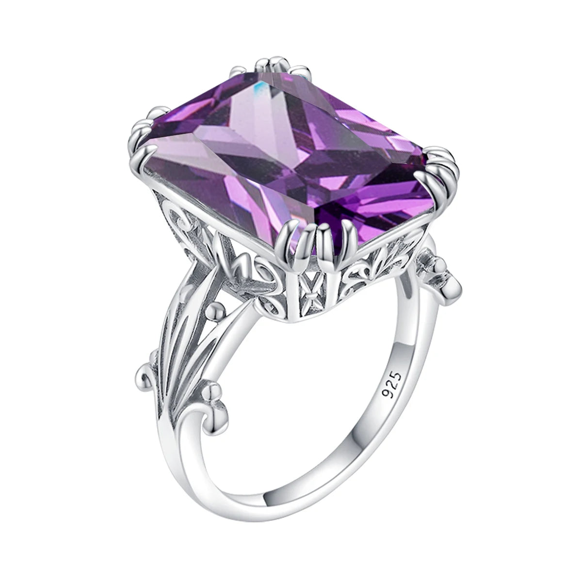 Designer Amethyst Silver 925 Rings Women Exquisite Filigree Mother's Day Valentine's Day Gift Jewelry Dropshipping Jewelry