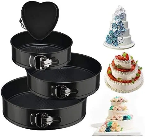 4\" 7\" 9\" 10\" Non-Stick Springform Cake Pan Set Leakproof Cheesecake Pan Removable Bottom Heart Shaped Baking Dishes Pans MegaBDM