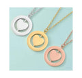 Unique Design Custom Laser Logo Spinner Rotatable Heart Necklace Stainless Steel Gold Plated Heart Rotating Pendant Necklace