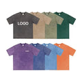 Custom Logo 100% Cotton Knitted 300G Heavy Washed Worn Short Sleeve Oversized Plus Size Men's T-Shirts Blank Design Solid