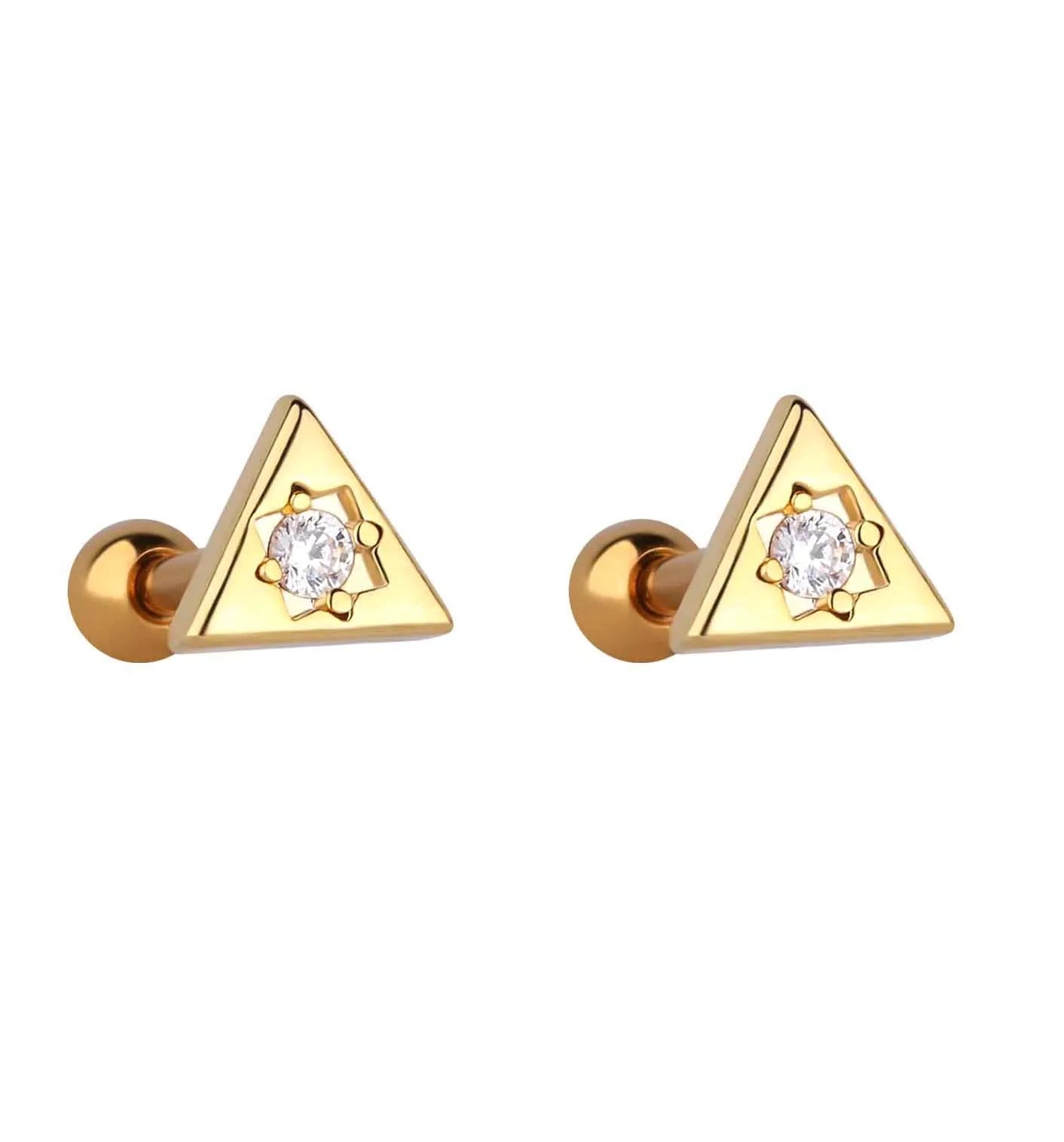 Milskye Cute Jewelry Fine Fashion for Women 14k Plated Gold 925 Silver Triangular Stud Earrings