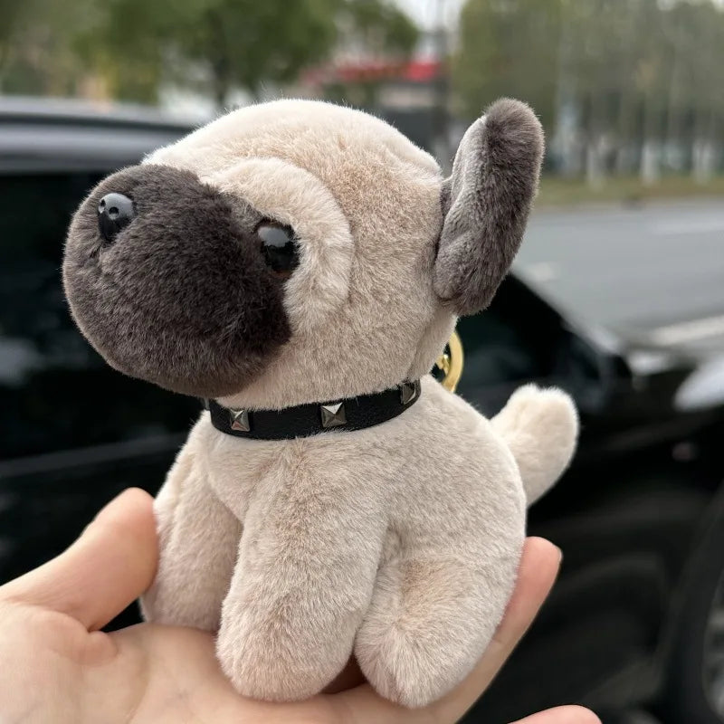 Cute Simulation Puppy Fluffy Plush Bag Charm Keychain Doll Kawayi Shar Pei Dog Stuffed Animal Toy Backpack Pendant Accessories
