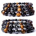 Triple Protection Bracelet Tiger Eye Beads Bracelet Stress Relief and Anxiety Healing Crystal Yoga Bracelet for Men Wom