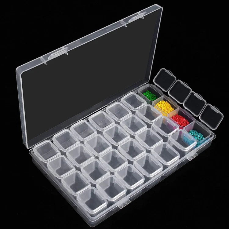 Diamond Painting Tool 28 Grid Jewelry Diamond Painting Storage Box Detachable Plastic Transparent Color Box