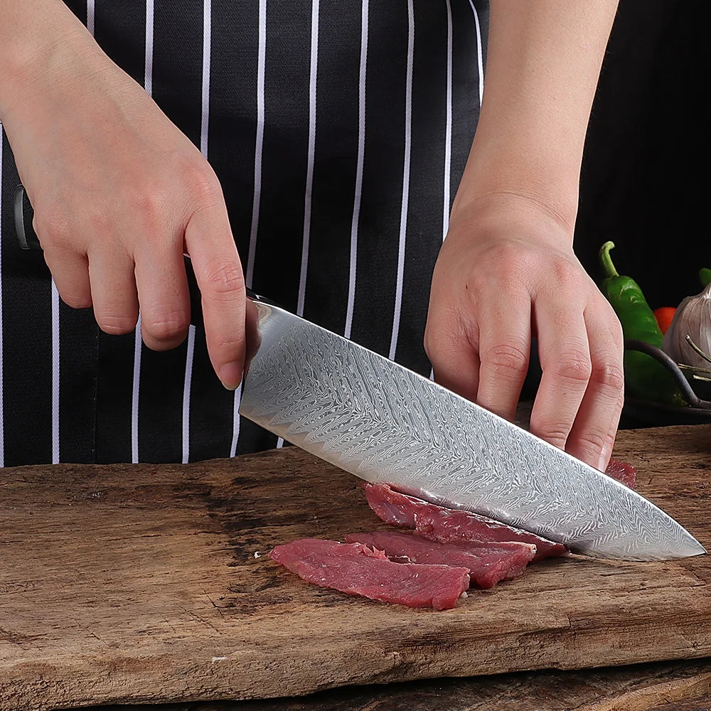 Sharp 67 Layer Damascus Japanese VG10 Steel Chef's Cleaver Knife More Extremely Sharp Blades for Effortless Cutting