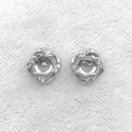 Sterling Silver 5*5mm Semi Mount Stud Earrings Empty Frame Blank Claws Setting S925 Base Hold Without Center Stone for DIY Inlay