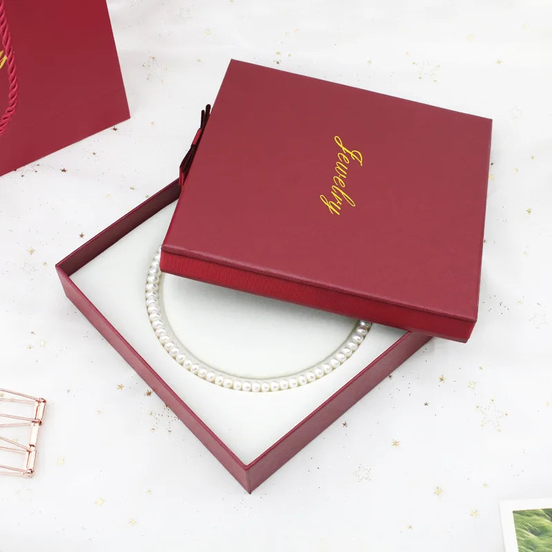 New Products Hot Sale High-Quality Leather-Filled Paper Pearl Fashion Gift Packaging Necklace Jewelry Box and Pouch Custom