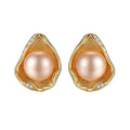PAG&MAG Wholesale Vintage Style Nest Shape Silver Stud Earring Filled Into a Natural Pearl Earring for Women Anniversary's Gift