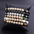 2022 New Fashion Jewelry Luxury CZ Micro Pave Ball Natural Stone Tiger Eye Custom Logo Elastic Bracelet Men