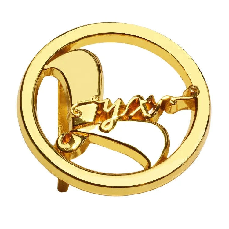 High Polished Gold Buckle Making Custom Round logo Blank Metal Backpack Belt Buckle Wholesale