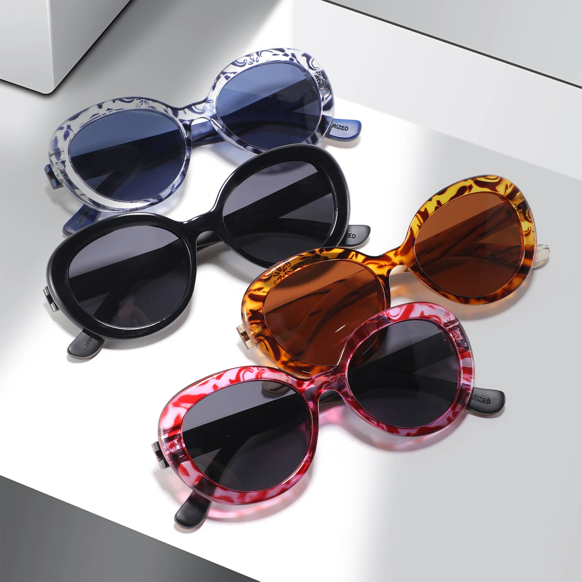 CONCHEN New Arrival Fashion Colorful Oval Frame Bamboo Temple Sunglasses Engrave Logo UV Protection Sunshade Wooden Sun Glasses