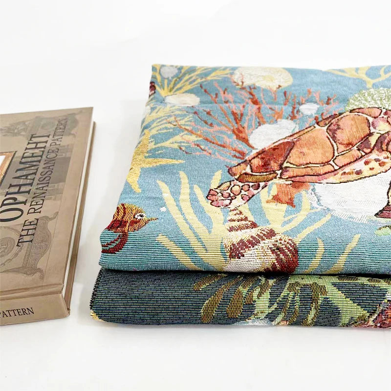 Ocean or Floral Tapestry Velour Jacquard Upholstery Fabric Breathable Yarn Dyed Home Textile by the Yard