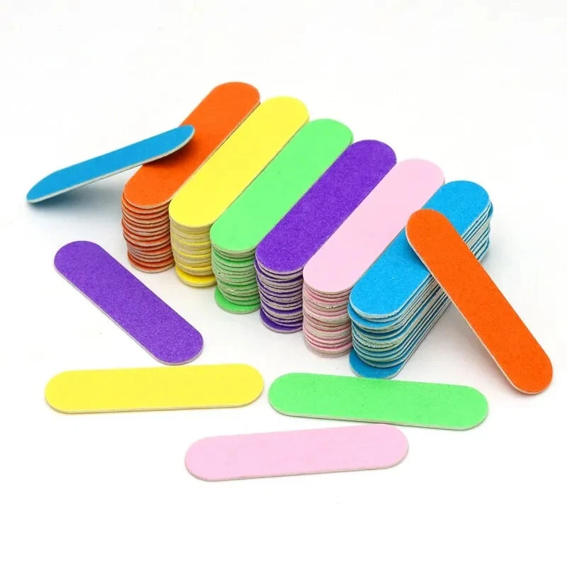Mini Double Side Disposable Mini Wooden Nail File Grinding Polishing Buffer Strips Manicure Care Tools 5cm