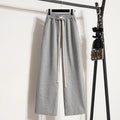 M-3XL Plus Size Women's Autumn Design Hot Girl Lace up High Waist Wide Leg Pants Elastic Waist Straight Casual Pants